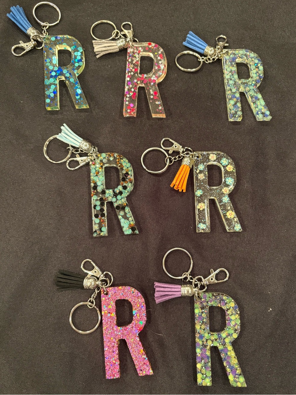 Sparkling Resin 'R' Keychain - Assorted‎ Glitter Colors